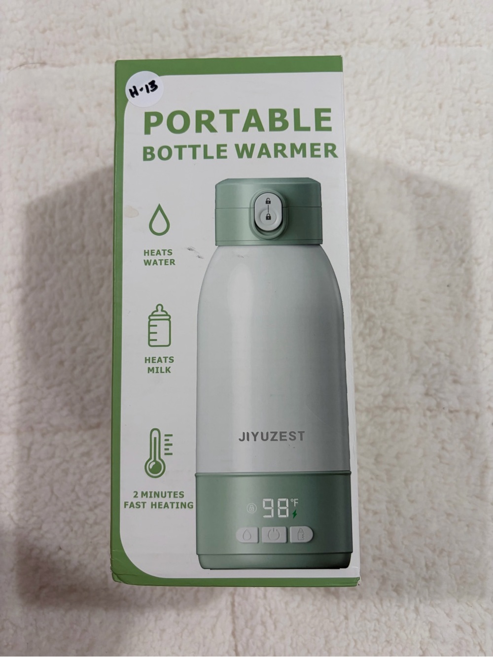 Portable Bottle Warmer – Sage Green and White